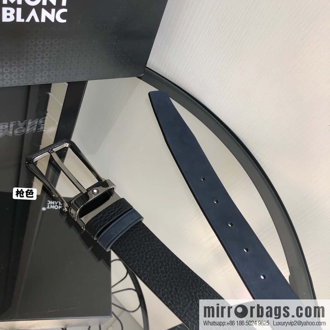 MONTBLANC Montblanc 3.5cm suede color-changing leather with the first layer of swinging cowhide pin buckle belt