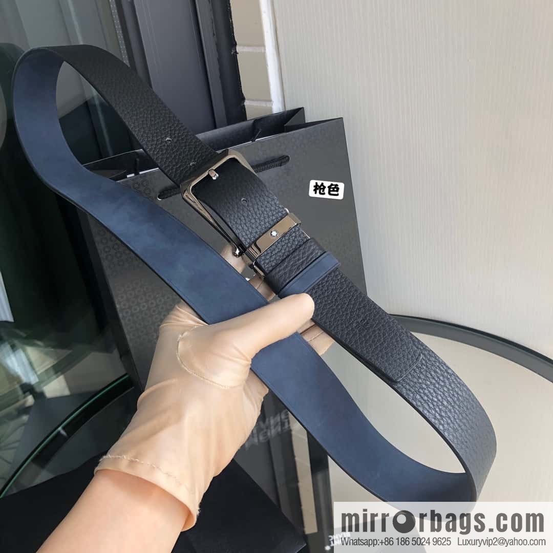MONTBLANC Montblanc 3.5cm suede color-changing leather with the first layer of swinging cowhide pin buckle belt