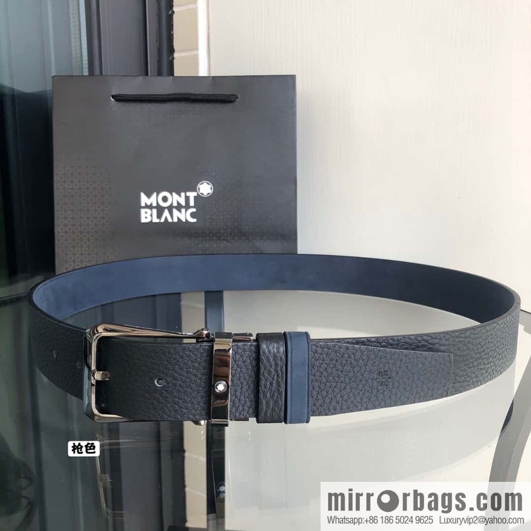 MONTBLANC Montblanc 3.5cm suede color-changing leather with the first layer of swinging cowhide pin buckle belt