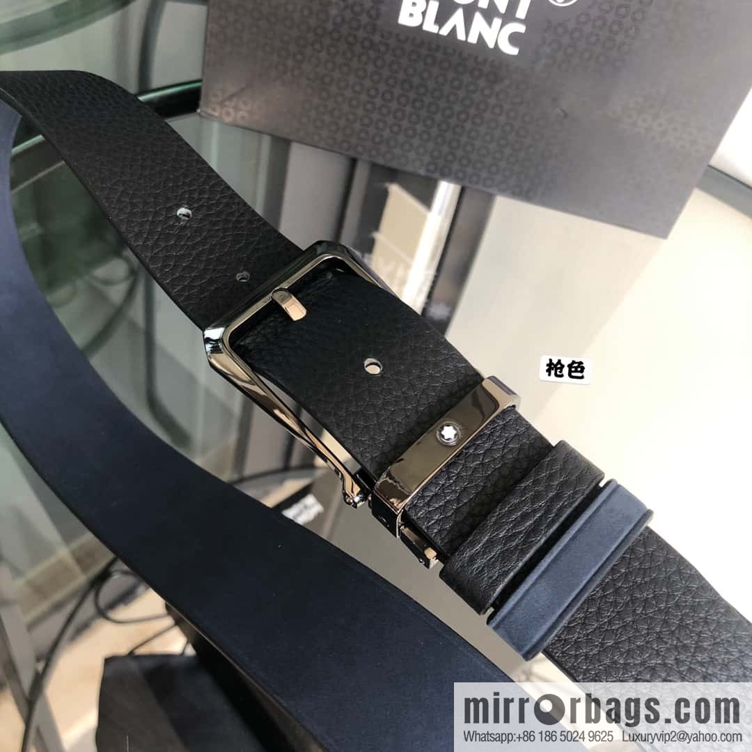 MONTBLANC Montblanc 3.5cm suede color-changing leather with the first layer of swinging cowhide pin buckle belt