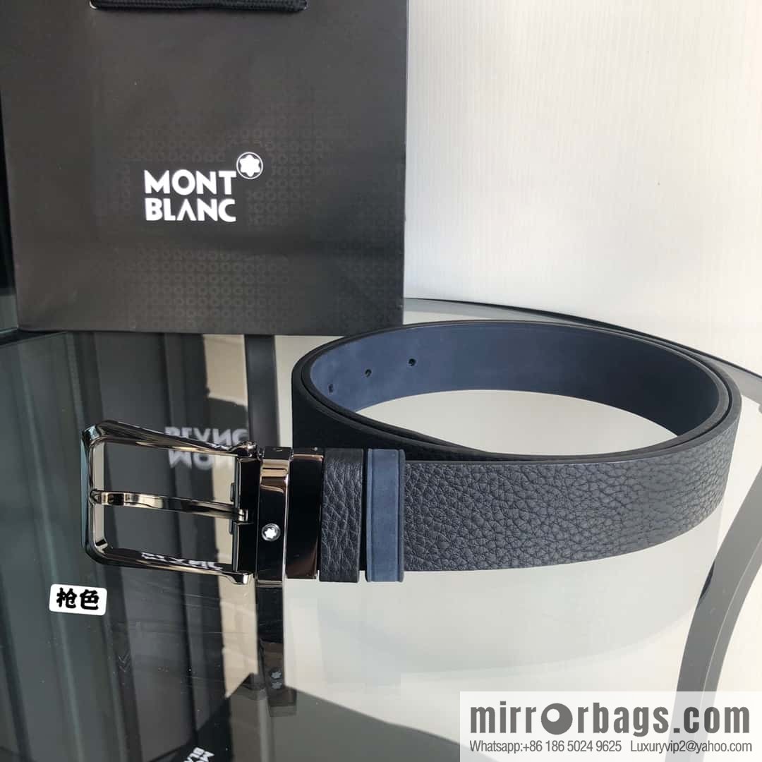 MONTBLANC Montblanc 3.5cm suede color-changing leather with the first layer of swinging cowhide pin buckle belt