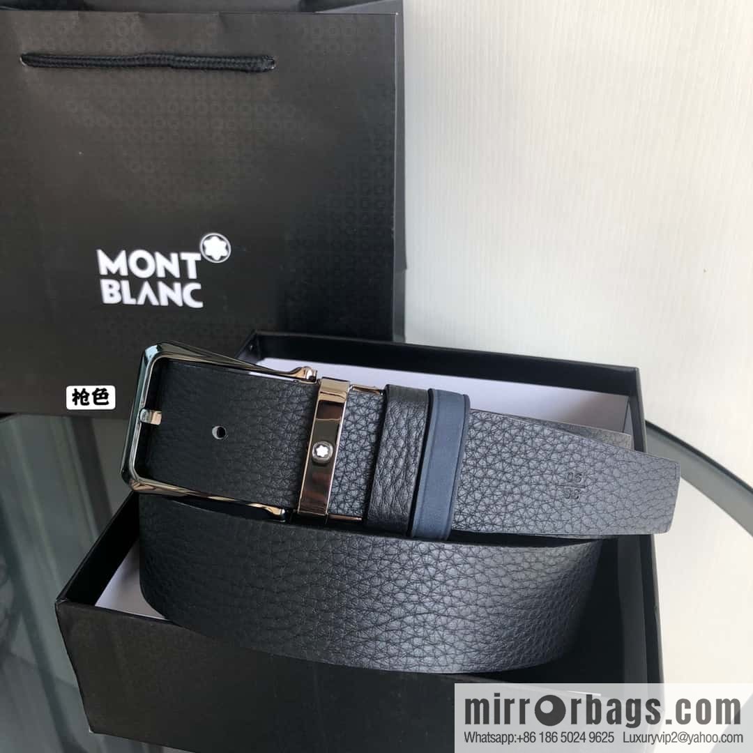 MONTBLANC Montblanc 3.5cm suede color-changing leather with the first layer of swinging cowhide pin buckle belt