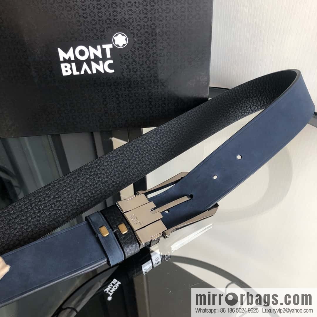 MONTBLANC Montblanc 3.5cm suede color-changing leather with the first layer of swinging cowhide pin buckle belt