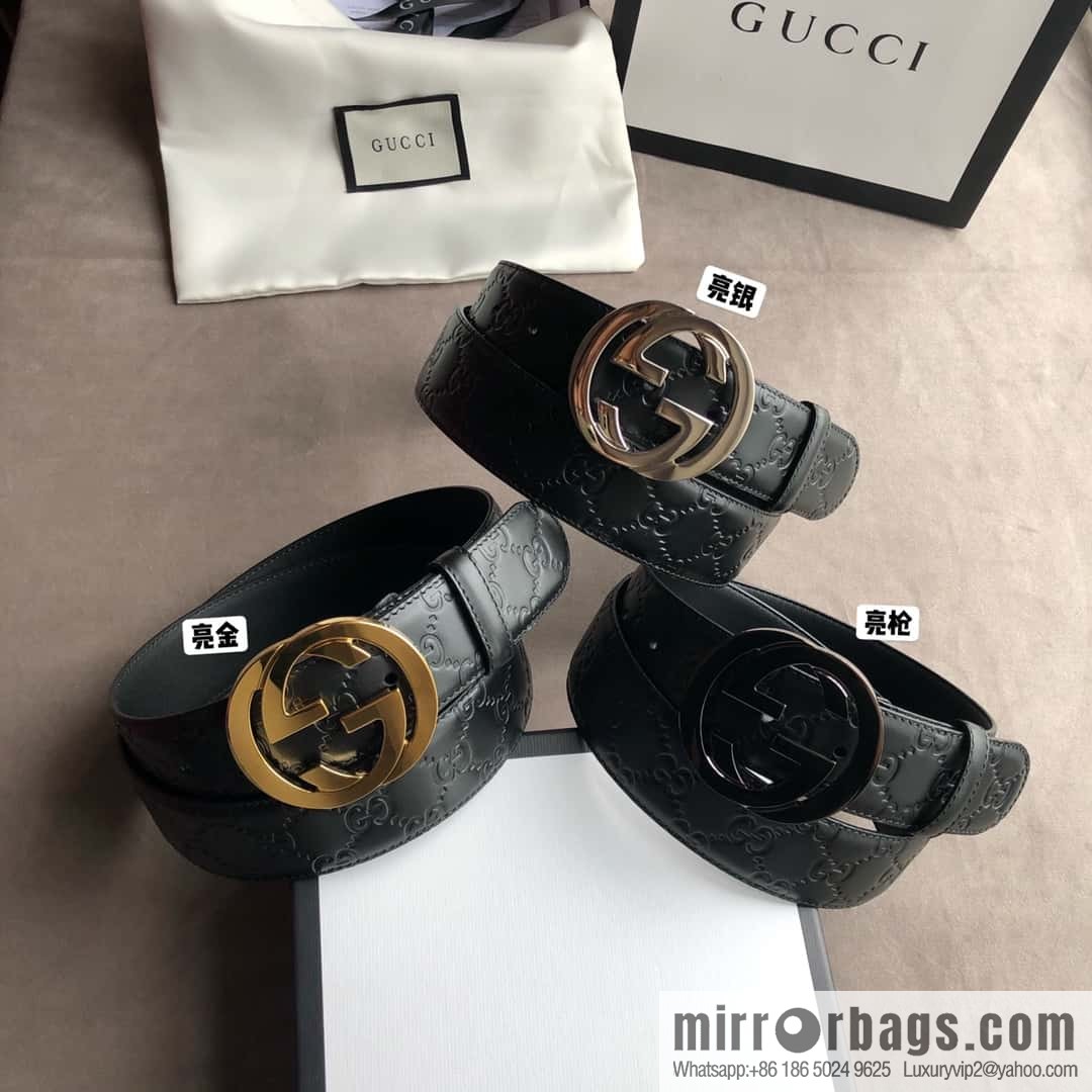 Gucci/Gucci Men's Interlocking Double G Metal Buckle Belt 4.0CM