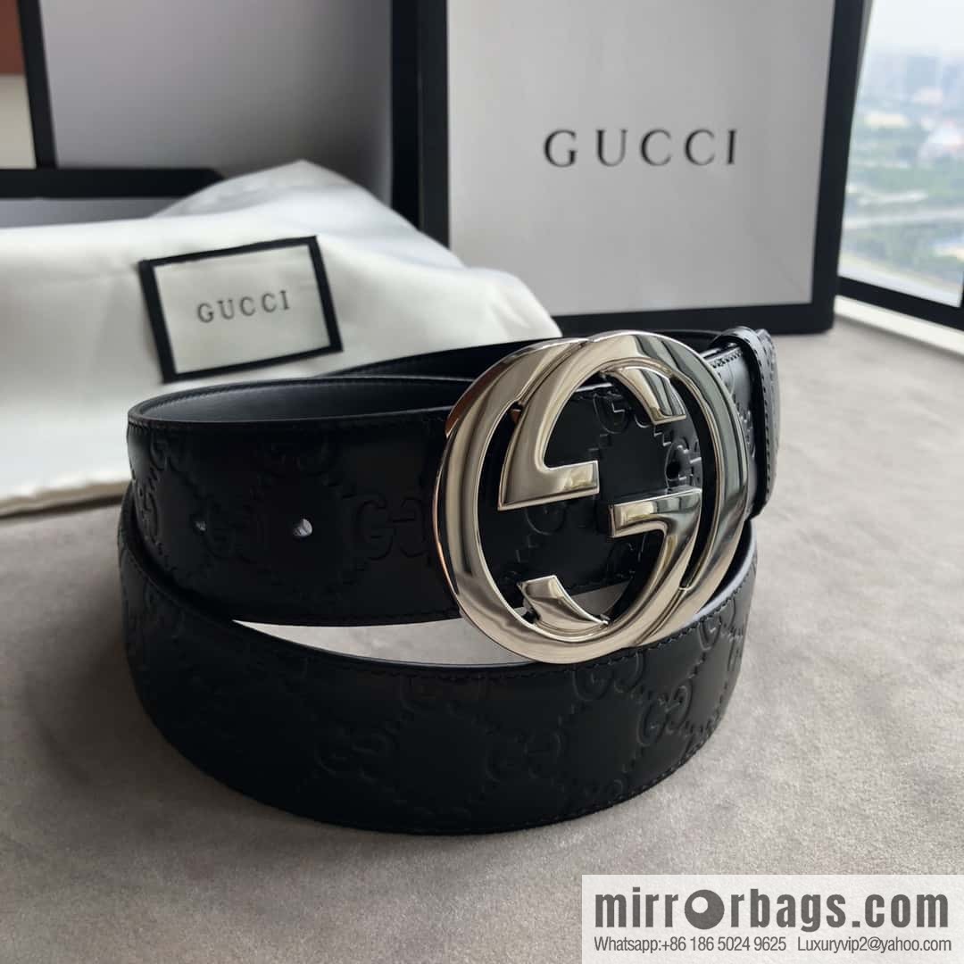 Gucci/Gucci Men's Interlocking Double G Metal Buckle Belt 4.0CM