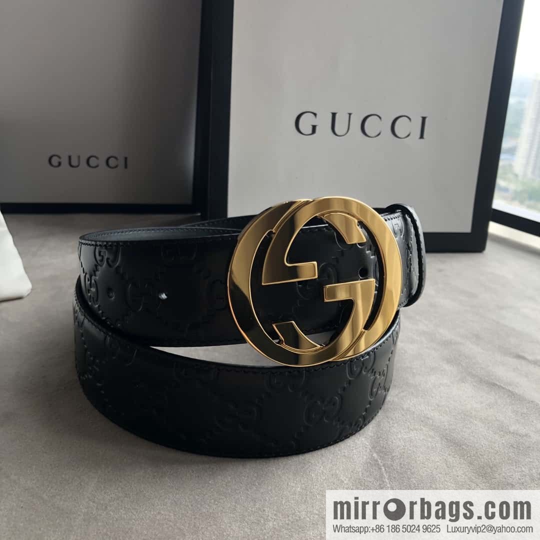 Gucci/Gucci Men's Interlocking Double G Metal Buckle Belt 4.0CM