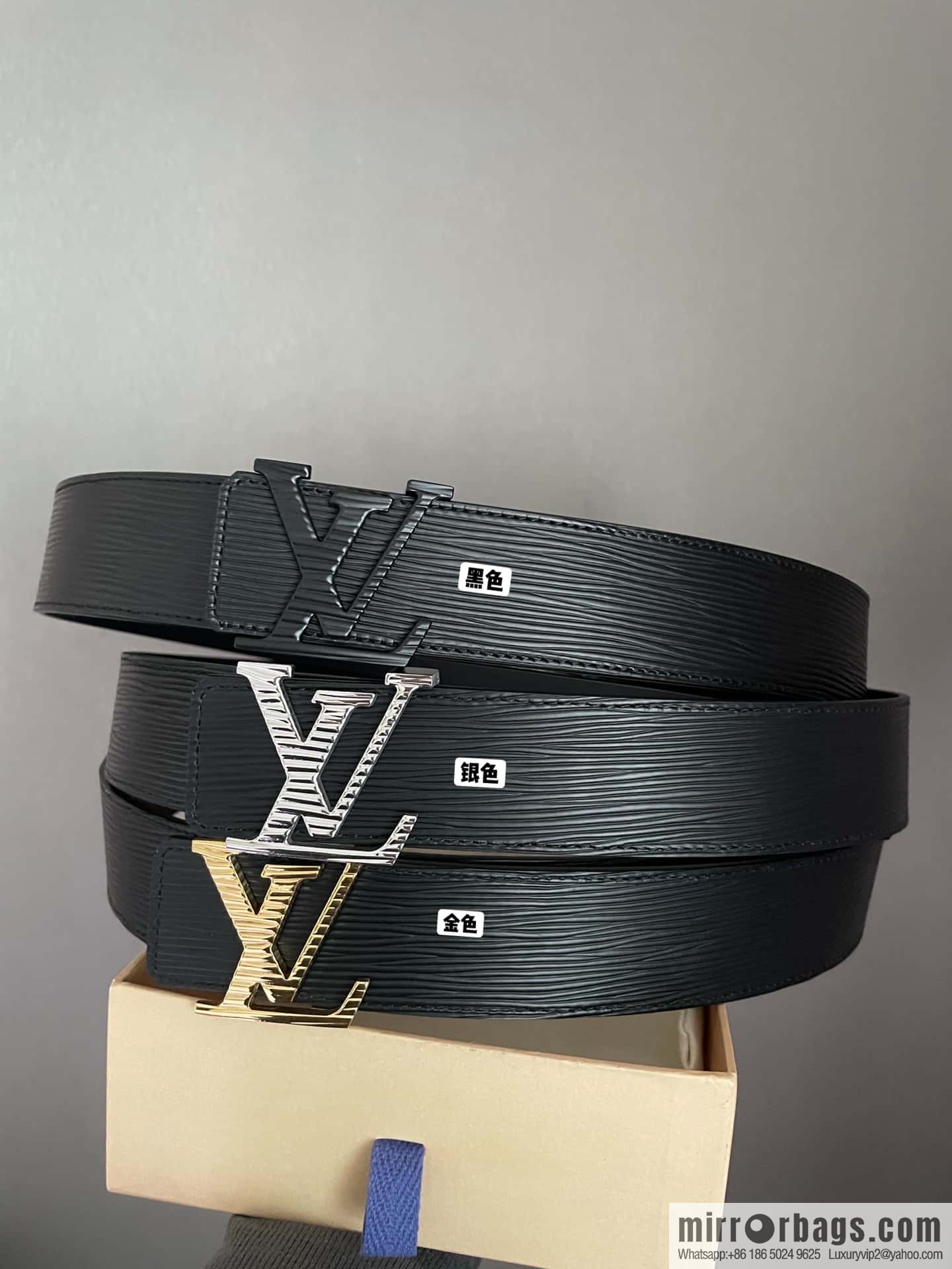 LV Initiales. 40mm Black Water Ripple Belt M9229