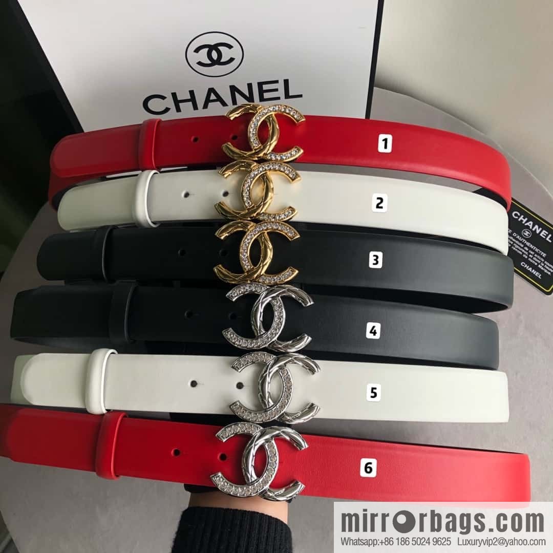 CHANEL double C diamond buckle with first-layer cowhide belt 3.0cm