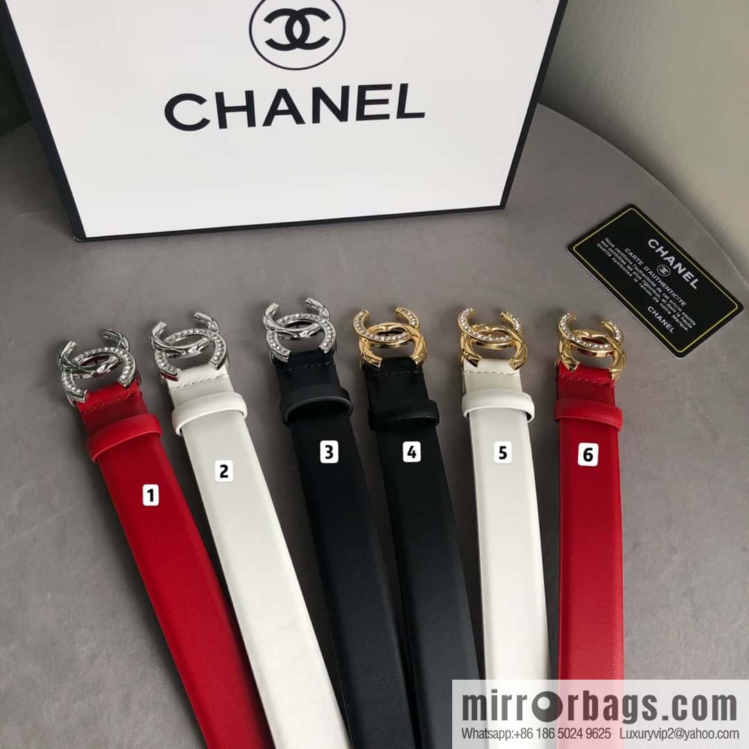 CHANEL double C diamond buckle with first-layer cowhide belt 3.0cm
