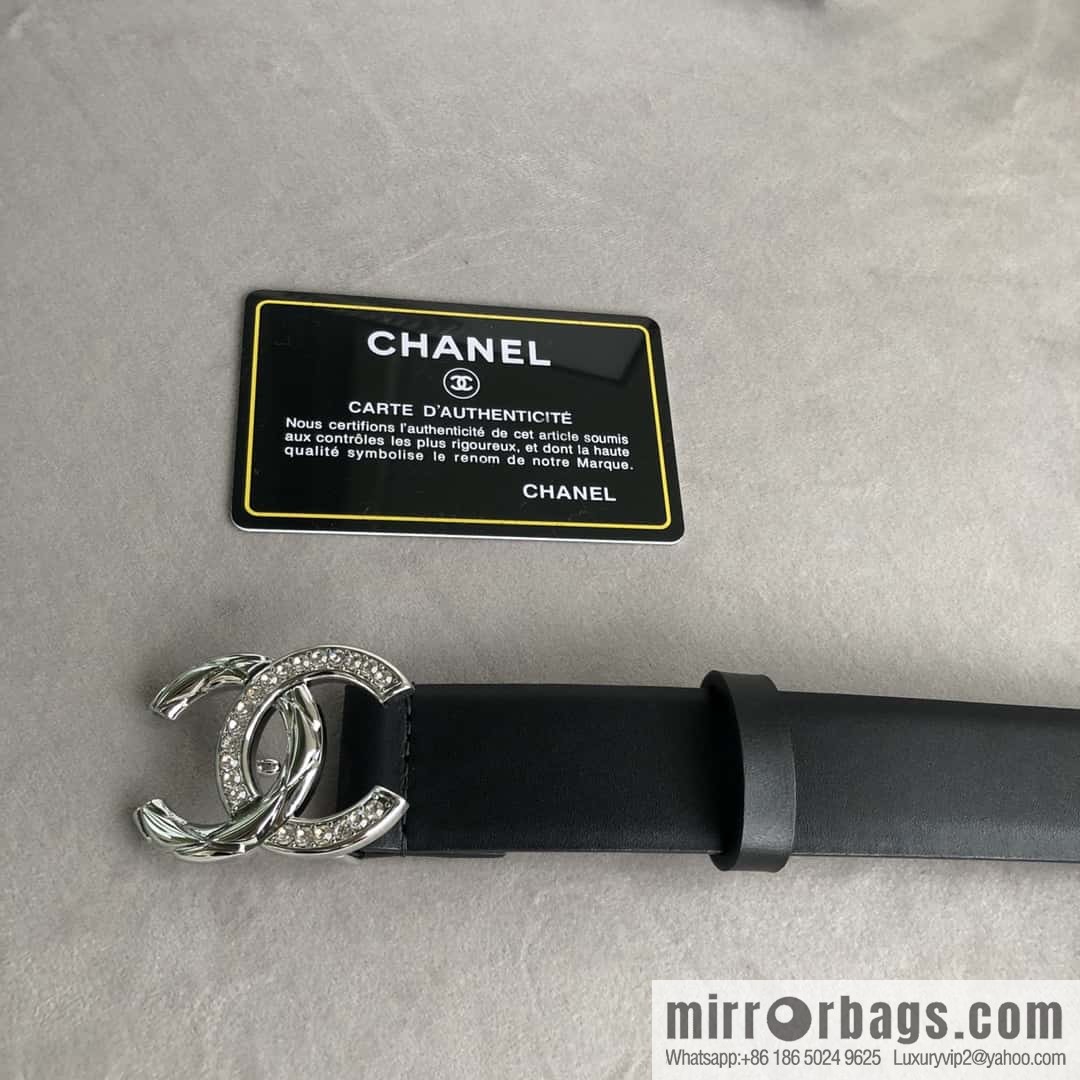 CHANEL double C diamond buckle with first-layer cowhide belt 3.0cm