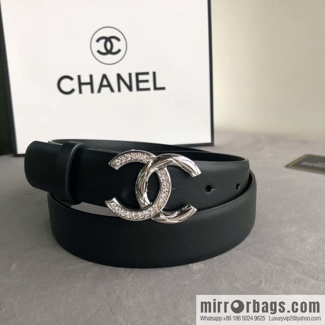 CHANEL double C diamond buckle with first-layer cowhide belt 3.0cm
