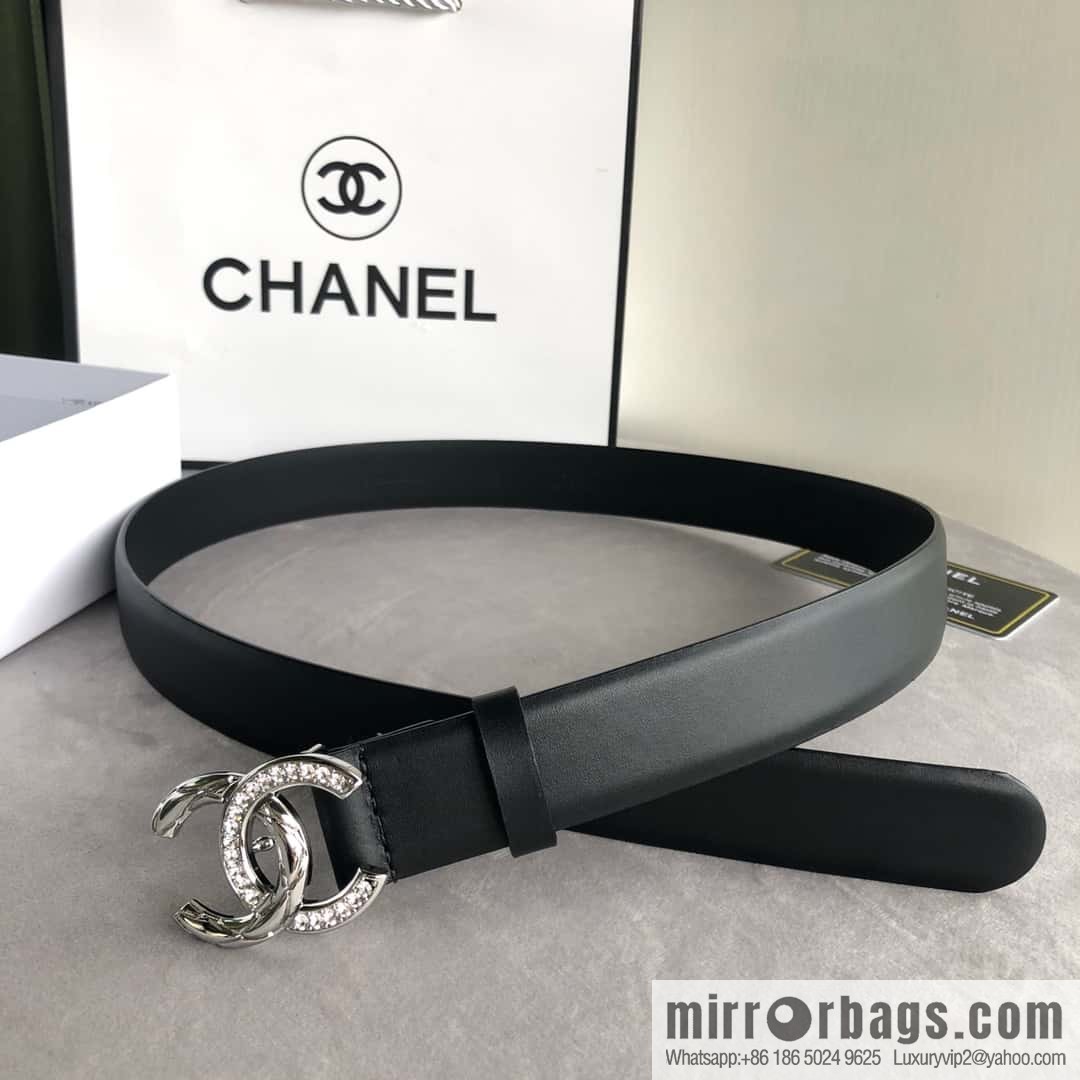 CHANEL double C diamond buckle with first-layer cowhide belt 3.0cm