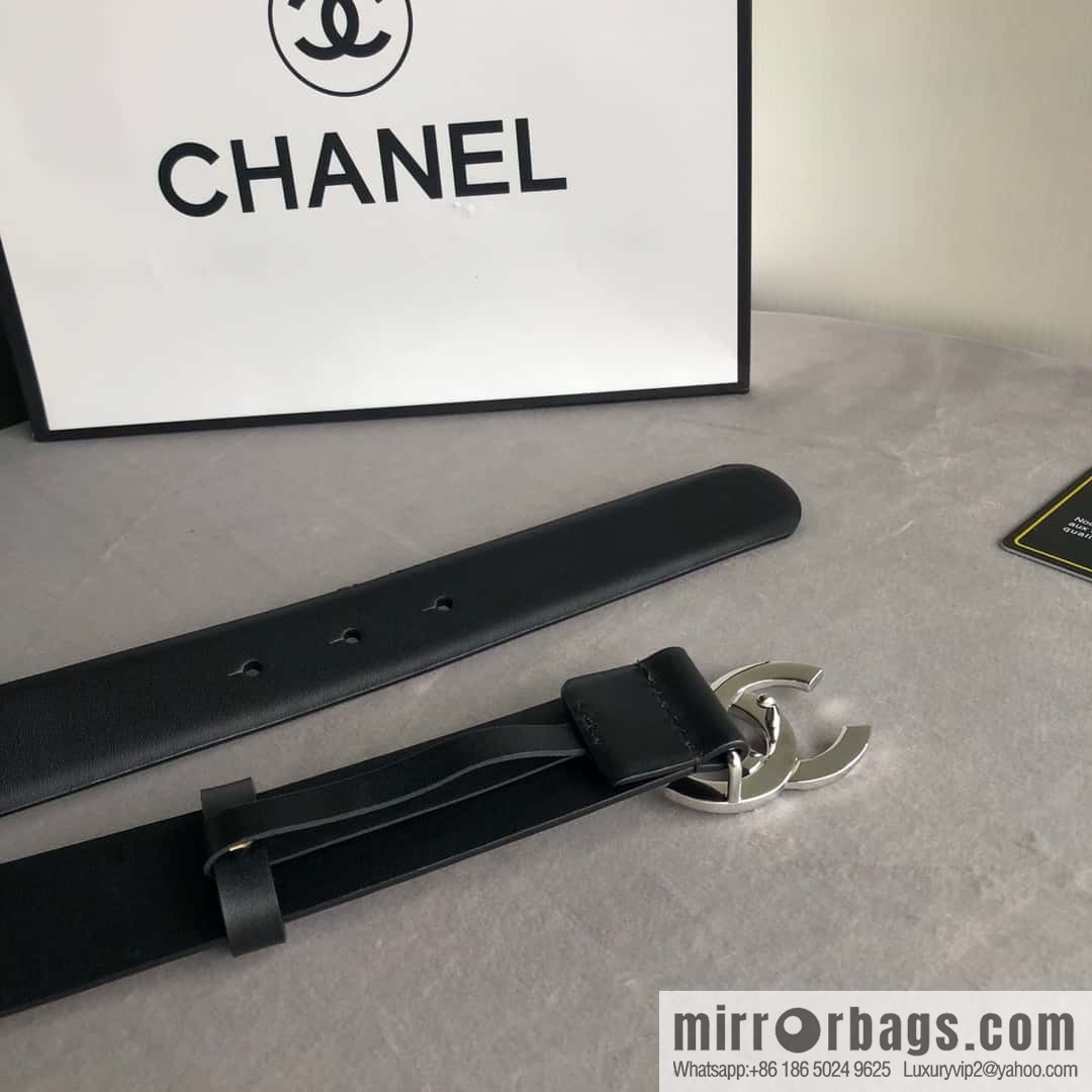 CHANEL double C diamond buckle with first-layer cowhide belt 3.0cm
