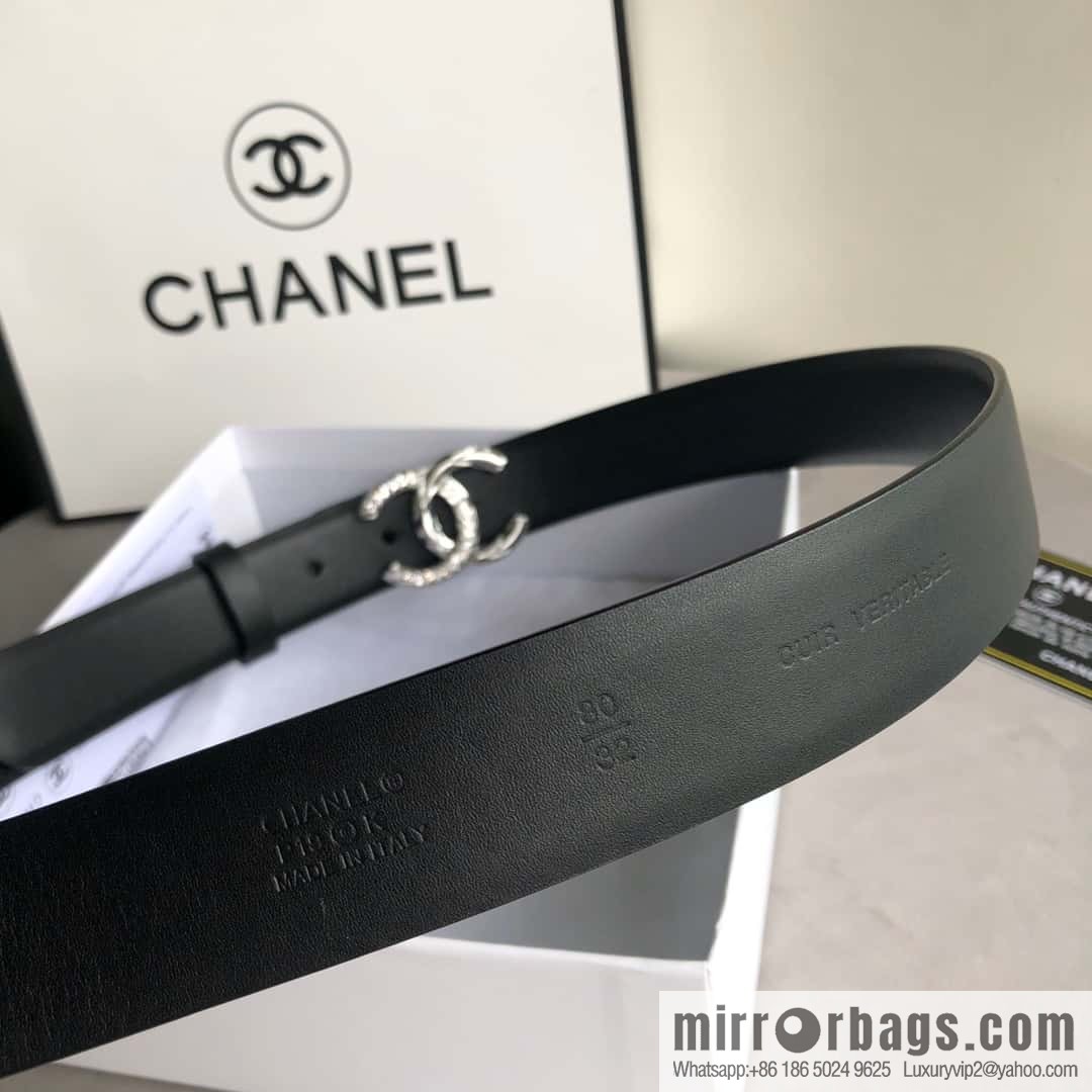CHANEL double C diamond buckle with first-layer cowhide belt 3.0cm