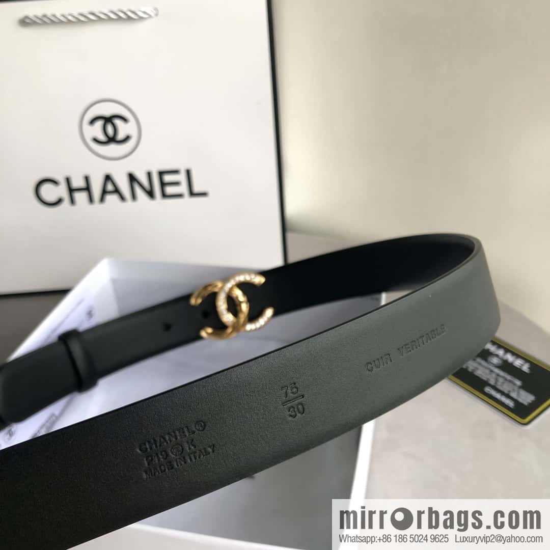 CHANEL double C diamond buckle with first-layer cowhide belt 3.0cm