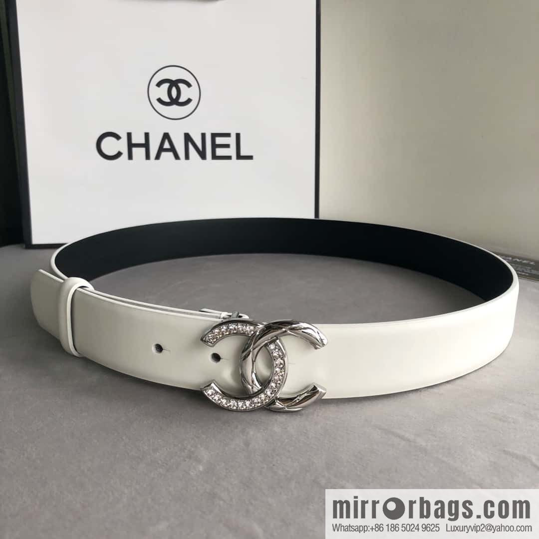 CHANEL double C diamond buckle with first-layer cowhide belt 3.0cm