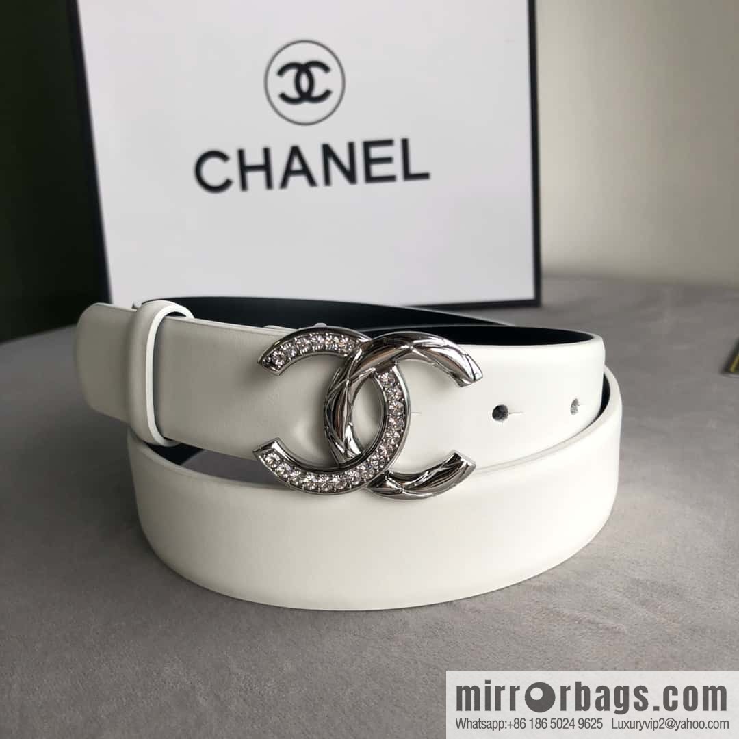 CHANEL double C diamond buckle with first-layer cowhide belt 3.0cm