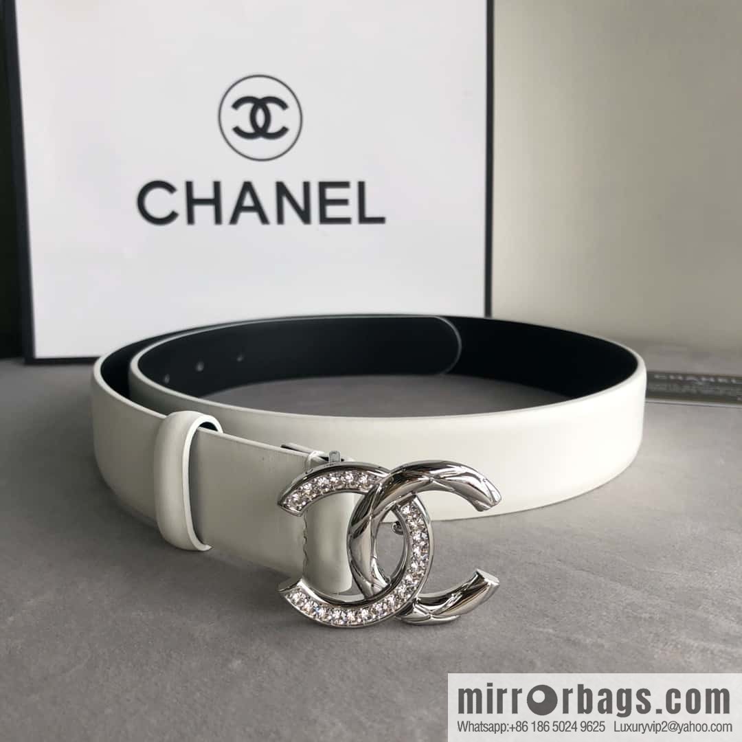 CHANEL double C diamond buckle with first-layer cowhide belt 3.0cm