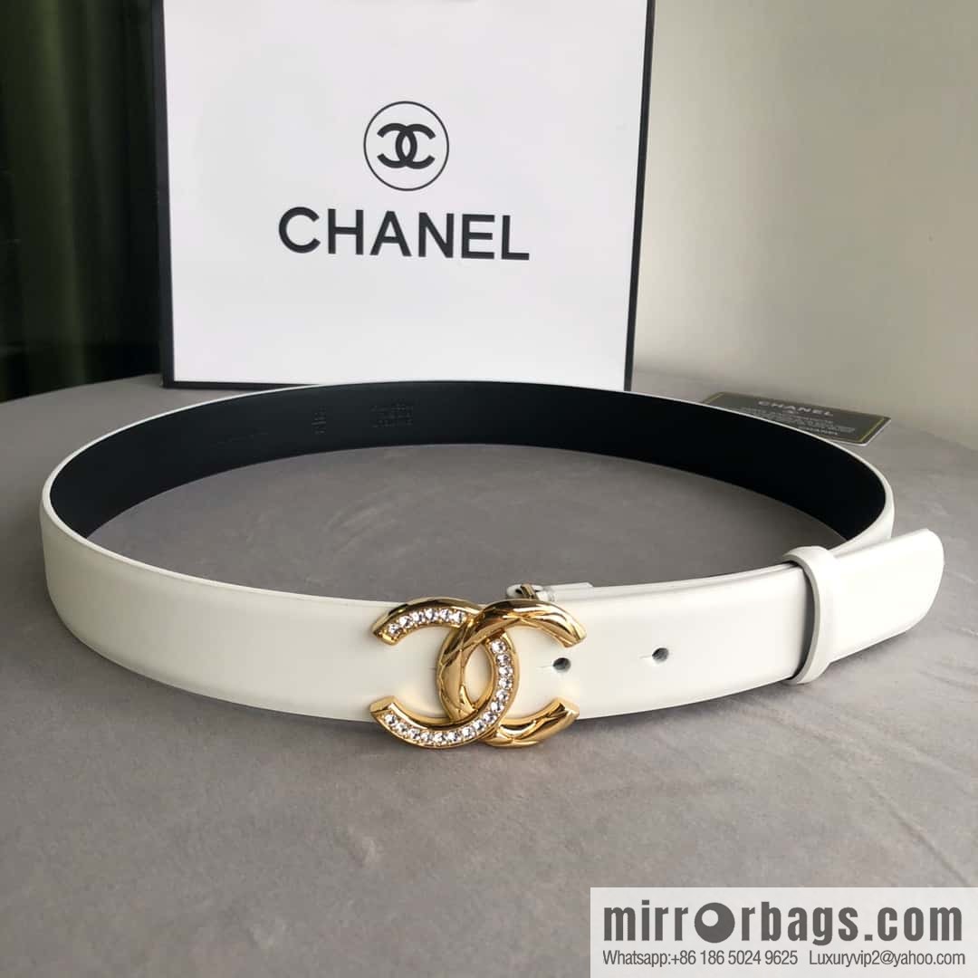 CHANEL double C diamond buckle with first-layer cowhide belt 3.0cm