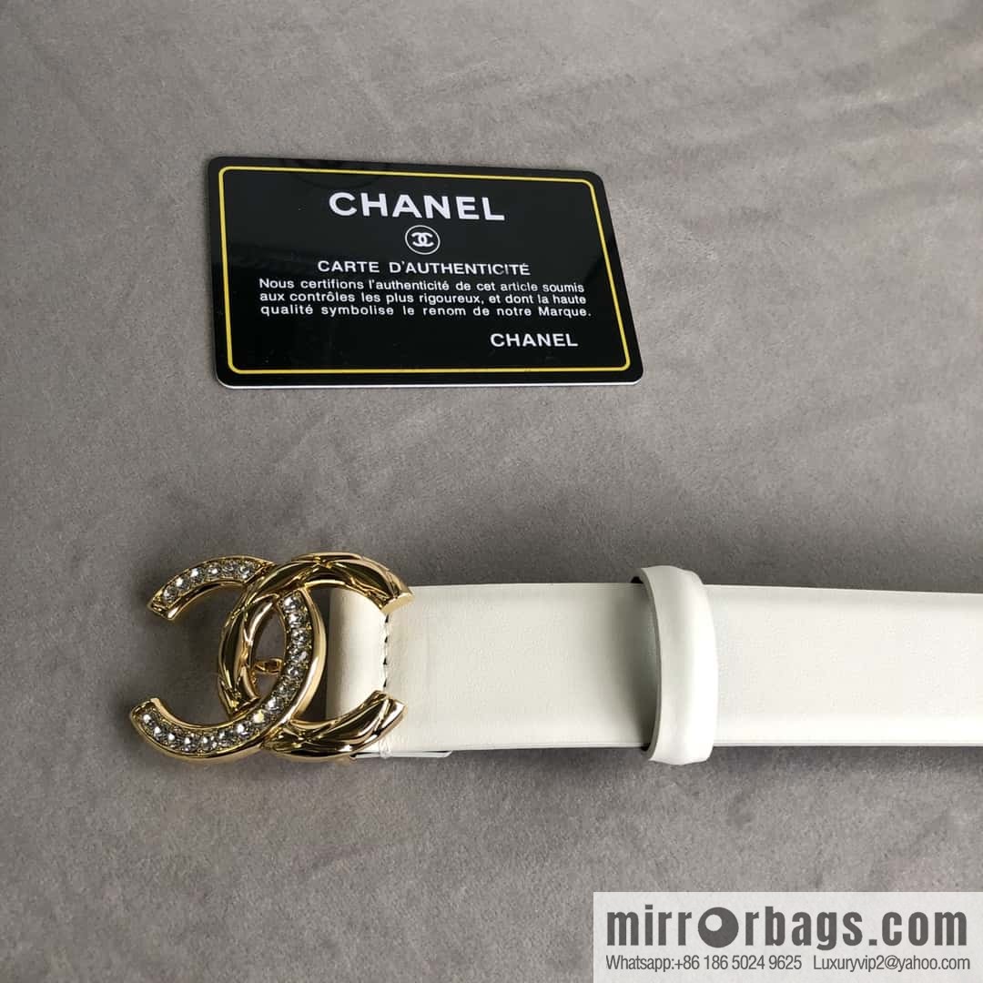 CHANEL double C diamond buckle with first-layer cowhide belt 3.0cm