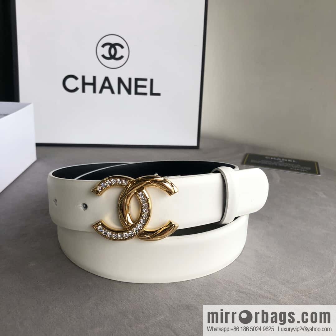 CHANEL double C diamond buckle with first-layer cowhide belt 3.0cm