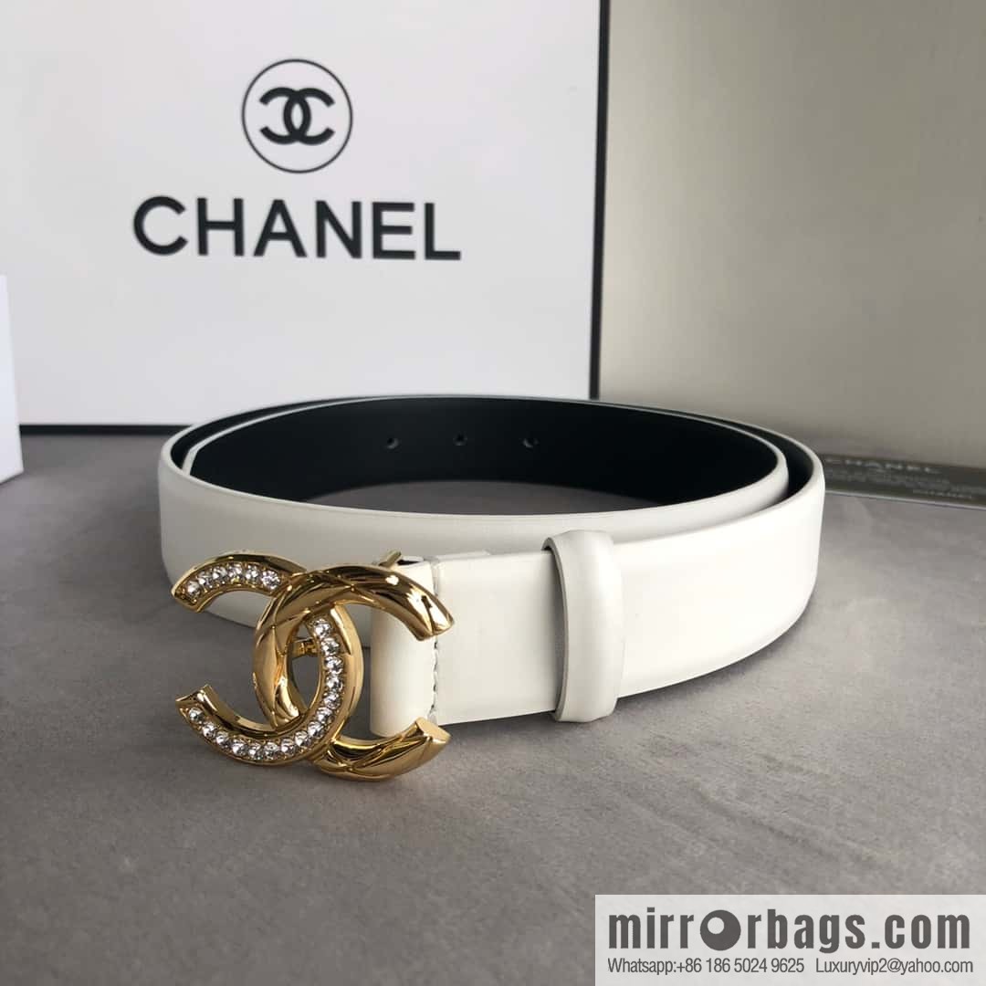 CHANEL double C diamond buckle with first-layer cowhide belt 3.0cm