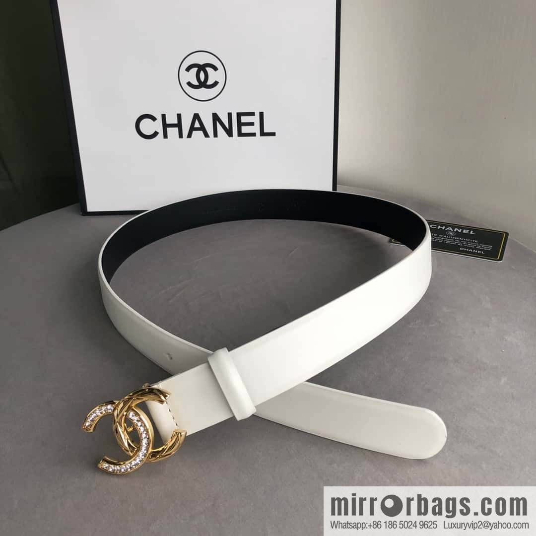 CHANEL double C diamond buckle with first-layer cowhide belt 3.0cm