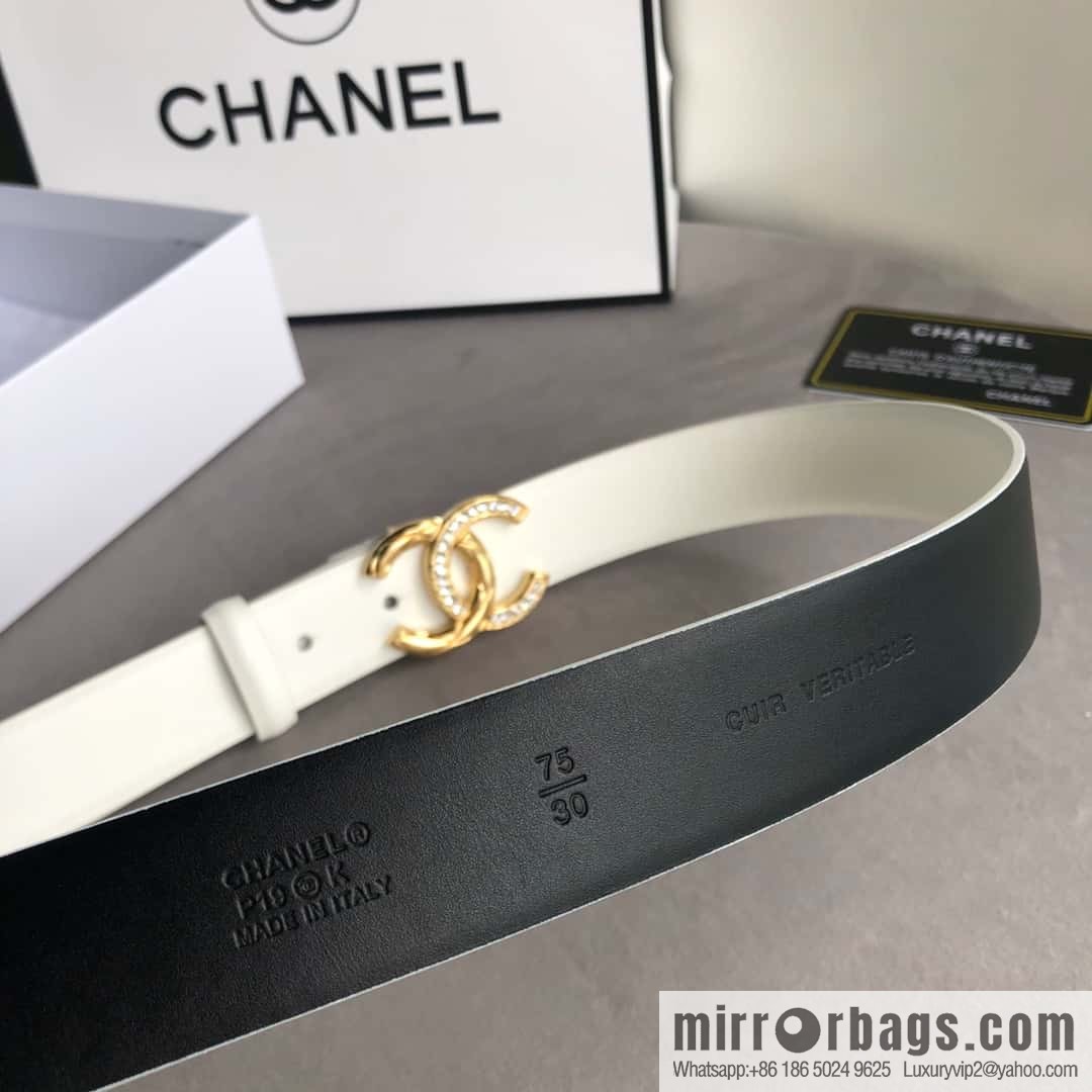 CHANEL double C diamond buckle with first-layer cowhide belt 3.0cm