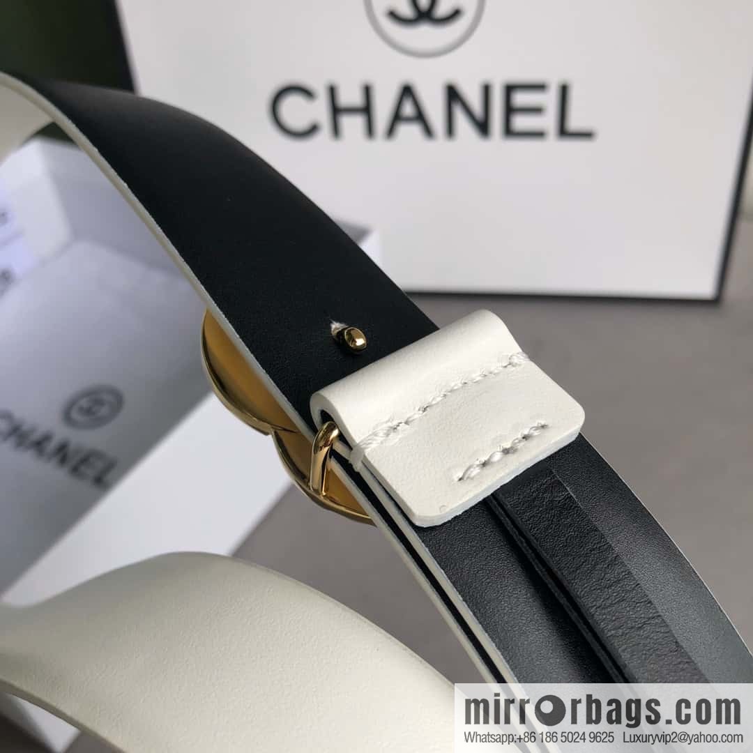 CHANEL double C diamond buckle with first-layer cowhide belt 3.0cm
