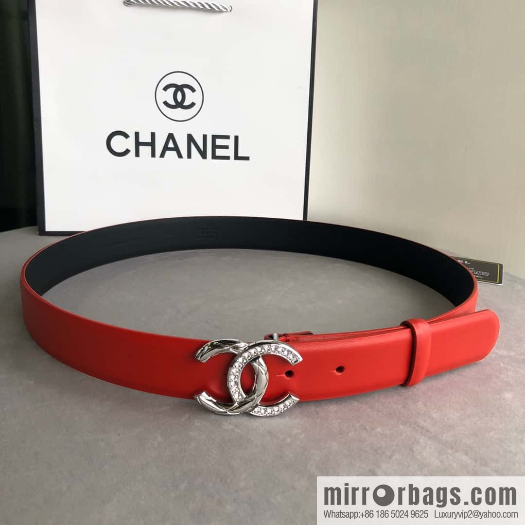 CHANEL double C diamond buckle with first-layer cowhide belt 3.0cm
