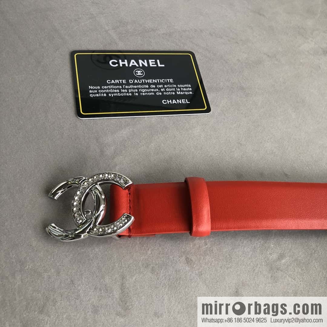 CHANEL double C diamond buckle with first-layer cowhide belt 3.0cm