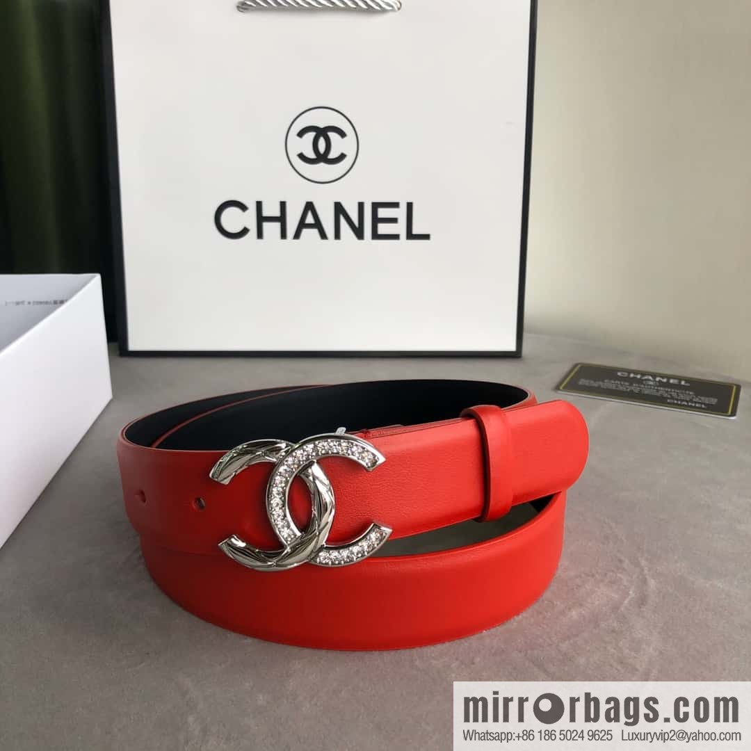 CHANEL double C diamond buckle with first-layer cowhide belt 3.0cm