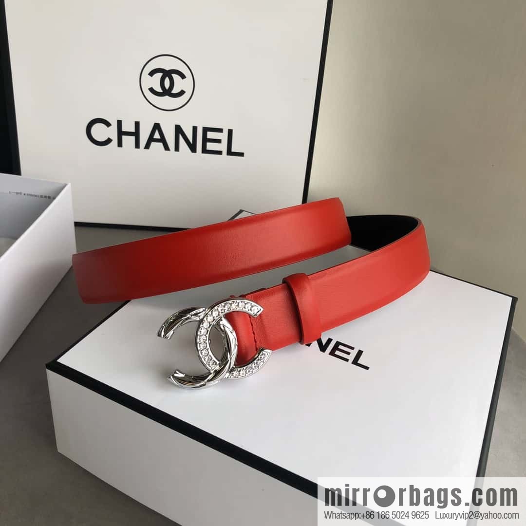 CHANEL double C diamond buckle with first-layer cowhide belt 3.0cm