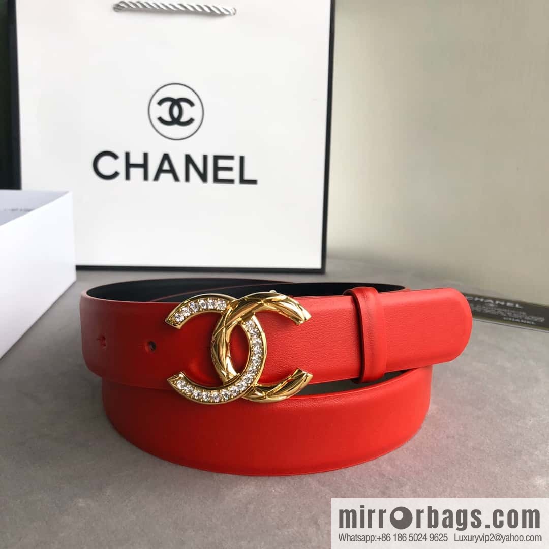 CHANEL double C diamond buckle with first-layer cowhide belt 3.0cm