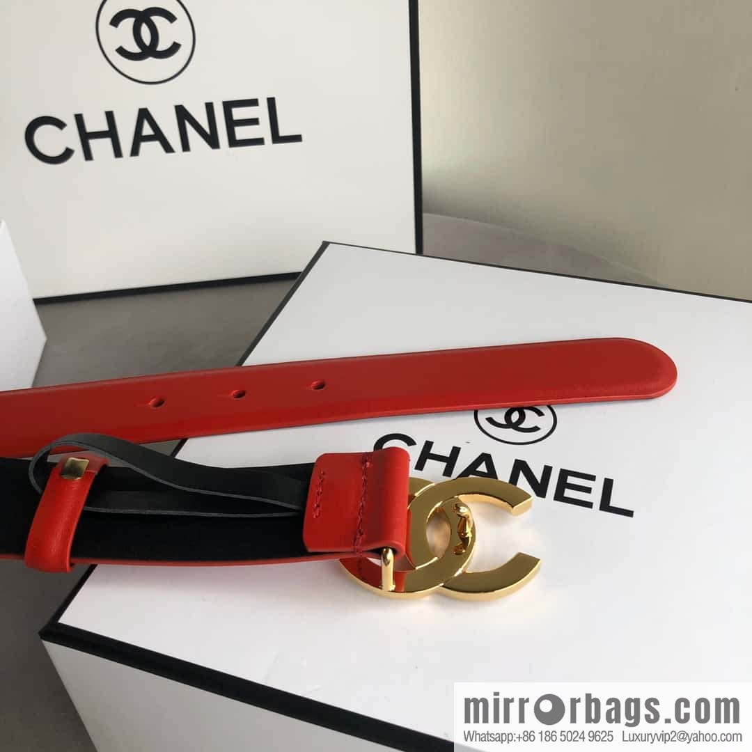 CHANEL double C diamond buckle with first-layer cowhide belt 3.0cm
