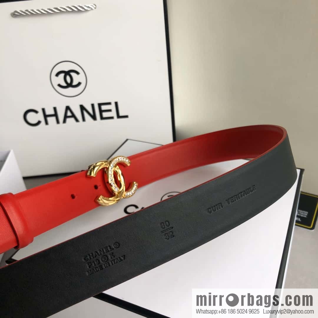 CHANEL double C diamond buckle with first-layer cowhide belt 3.0cm