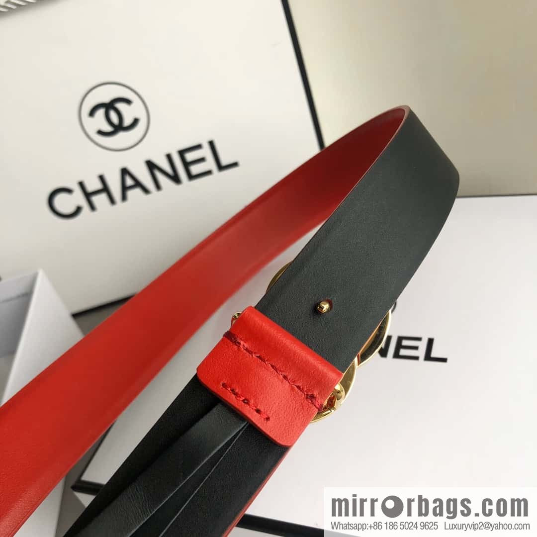 CHANEL double C diamond buckle with first-layer cowhide belt 3.0cm