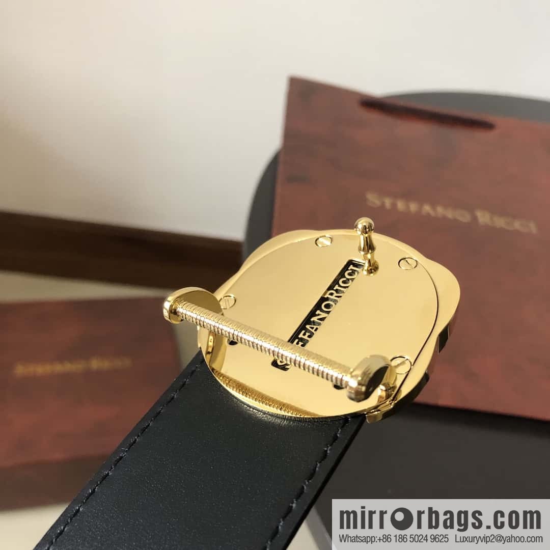 Stefano Ricci Stephen, Stainless Steel Eagle Metal Buckle 3.8cm Alligator Belt