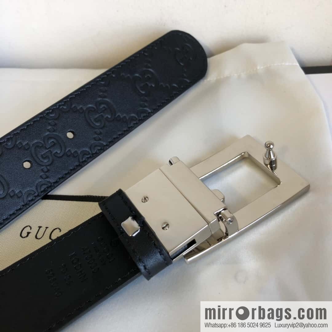 GUCCI 3.5cm new G rotating metal clip buckle with first-layer cowhide embossed belt