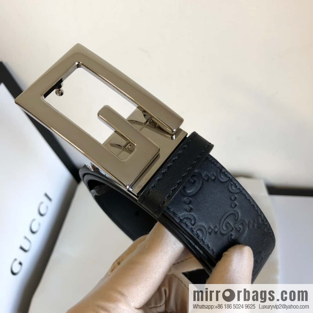 GUCCI 3.5cm new G rotating metal clip buckle with first-layer cowhide embossed belt