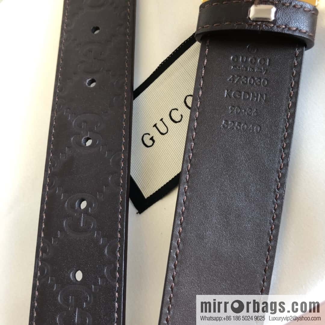 GUCCI 3.5cm new G rotating metal clip buckle with first-layer cowhide embossed belt