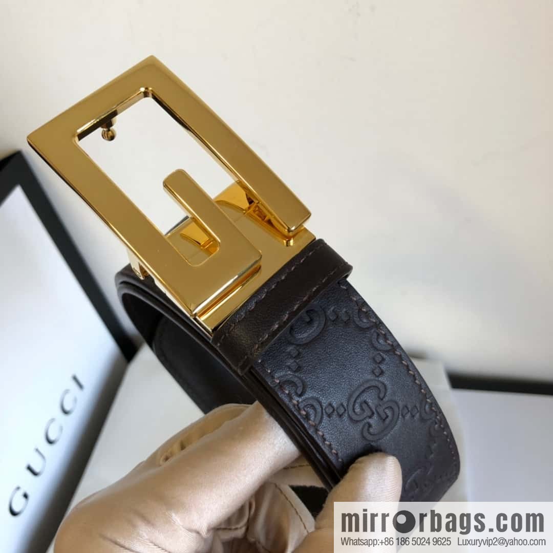 GUCCI 3.5cm new G rotating metal clip buckle with first-layer cowhide embossed belt