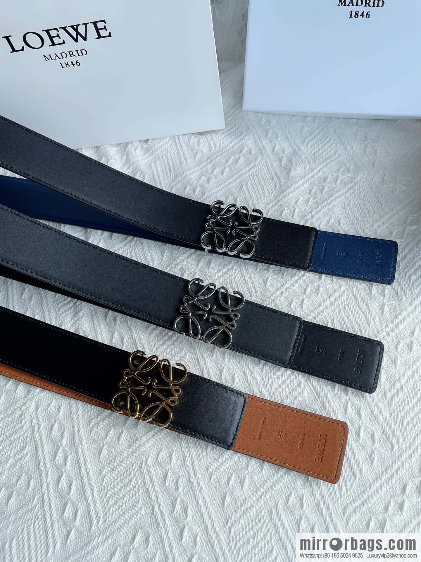 LOEWE, men's Spanish style, logo metal buckle 4.0CM belt