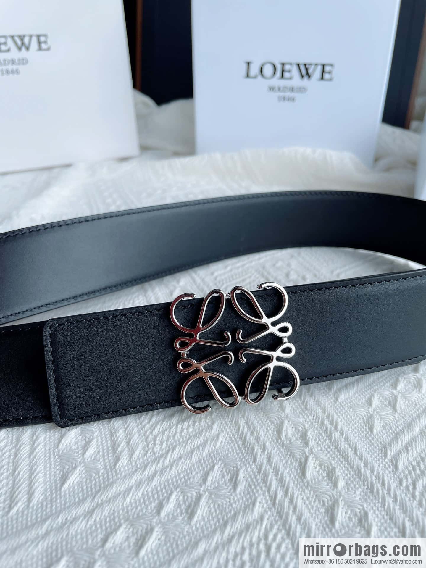 LOEWE, men's Spanish style, logo metal buckle 4.0CM belt