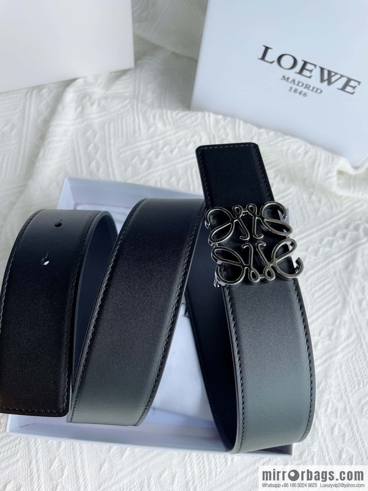 LOEWE, men's Spanish style, logo metal buckle 4.0CM belt