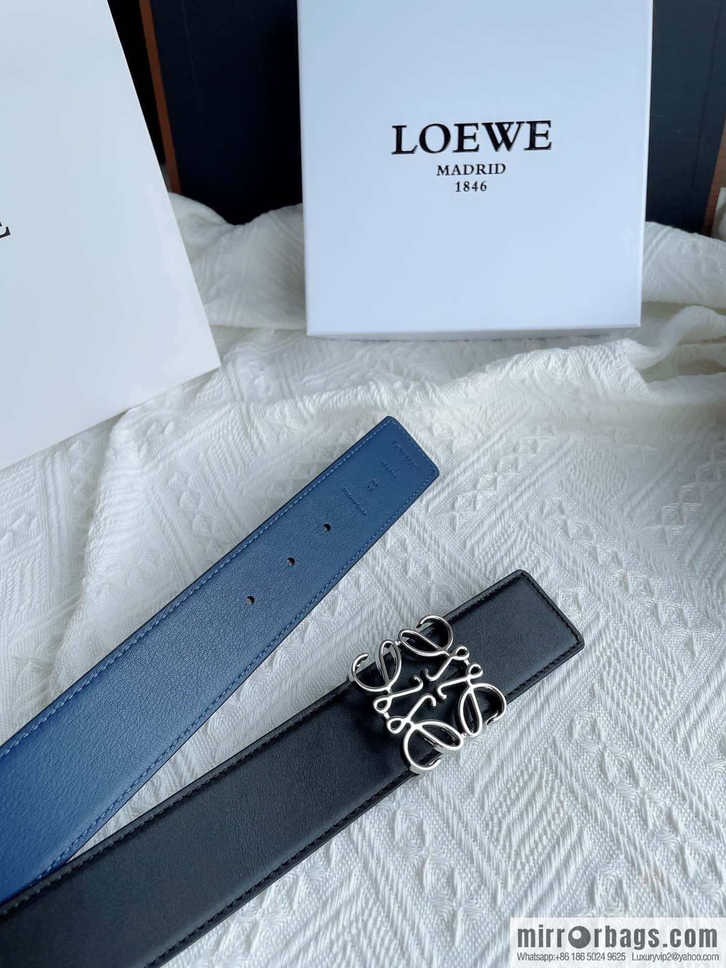 LOEWE, men's Spanish style, logo metal buckle 4.0CM belt