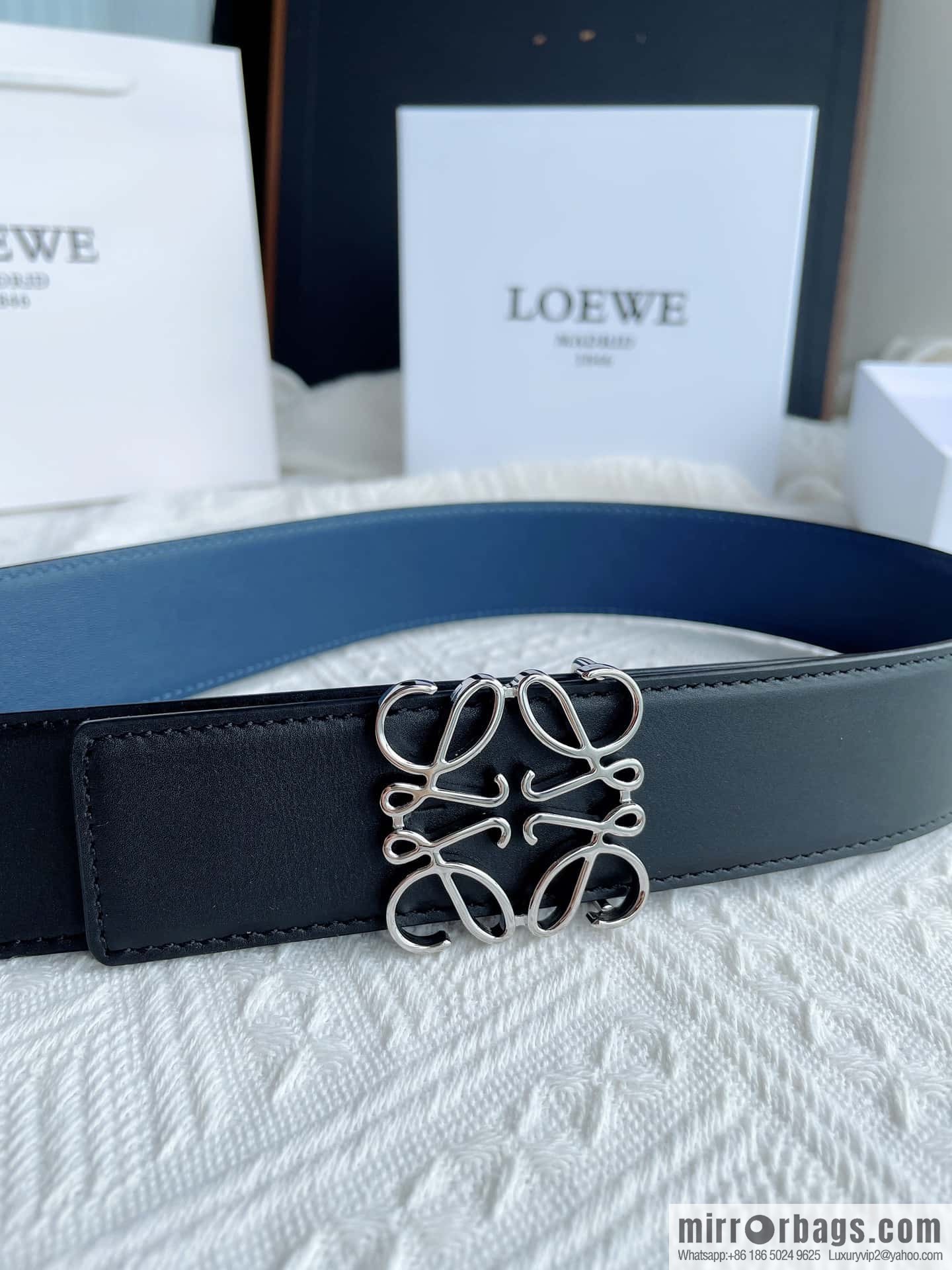 LOEWE, men's Spanish style, logo metal buckle 4.0CM belt
