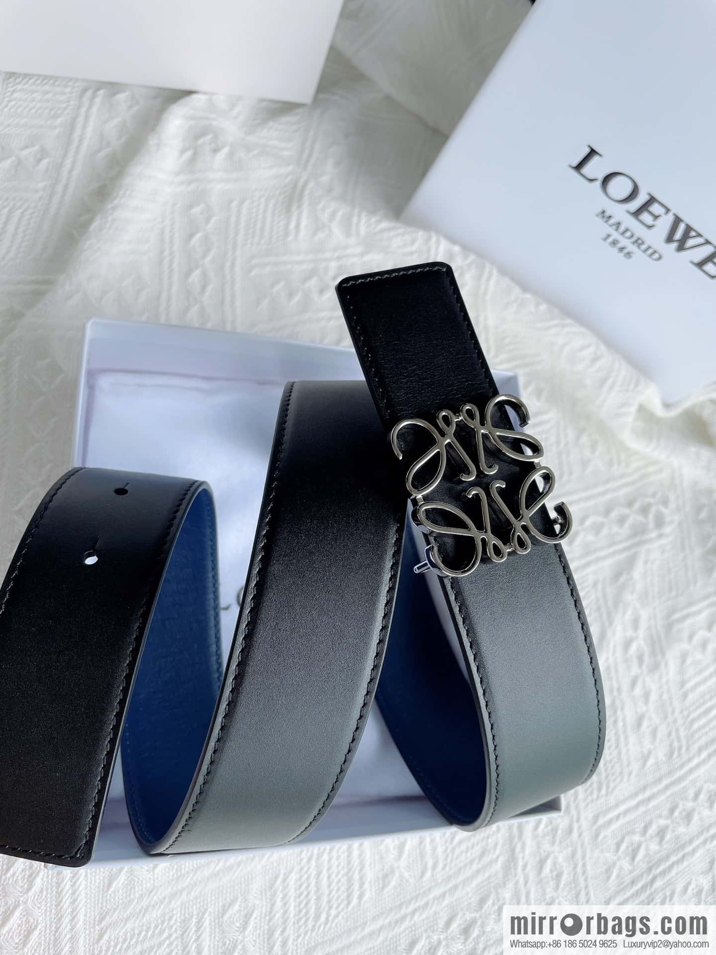 LOEWE, men's Spanish style, logo metal buckle 4.0CM belt