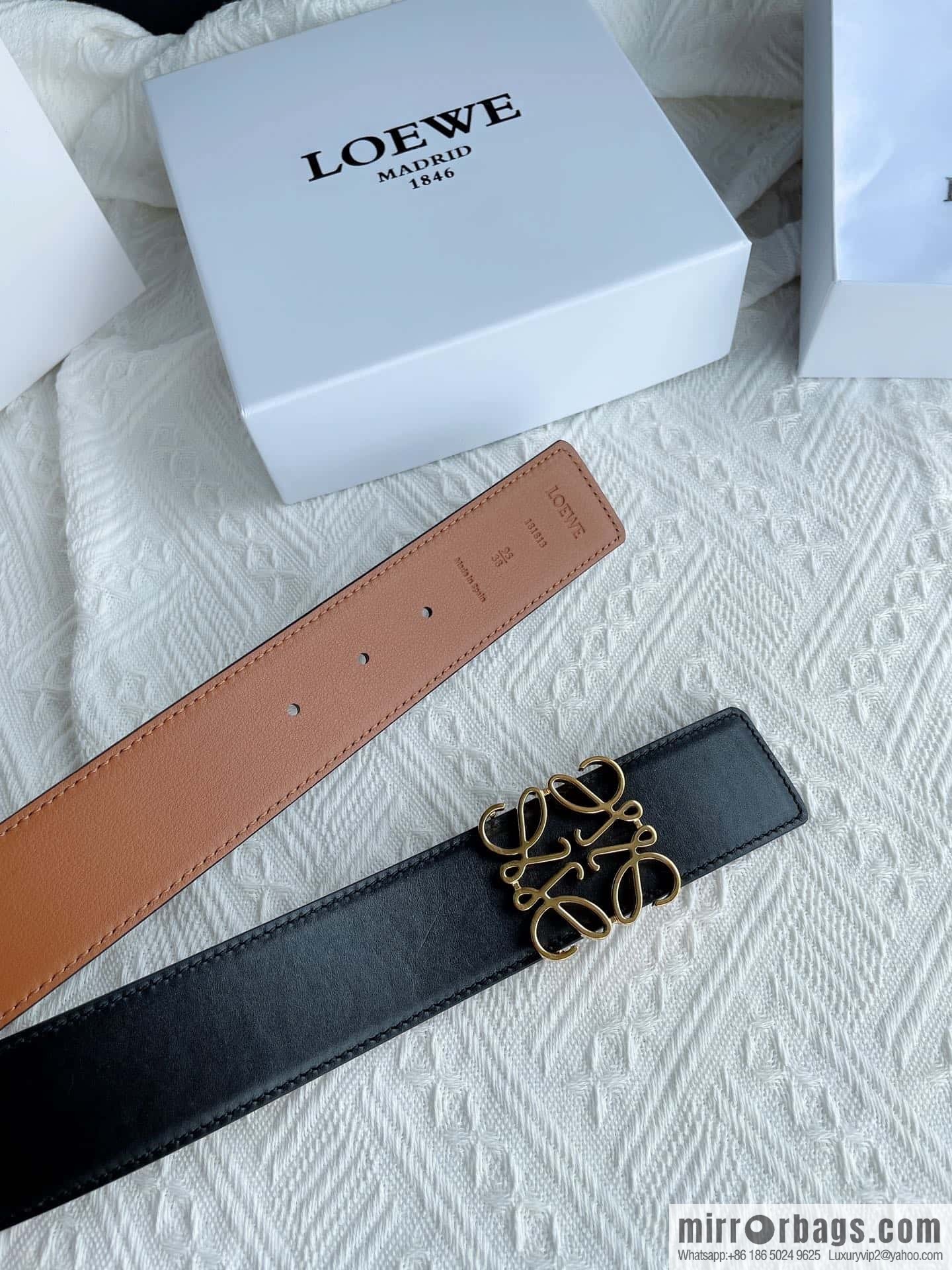 LOEWE, men's Spanish style, logo metal buckle 4.0CM belt