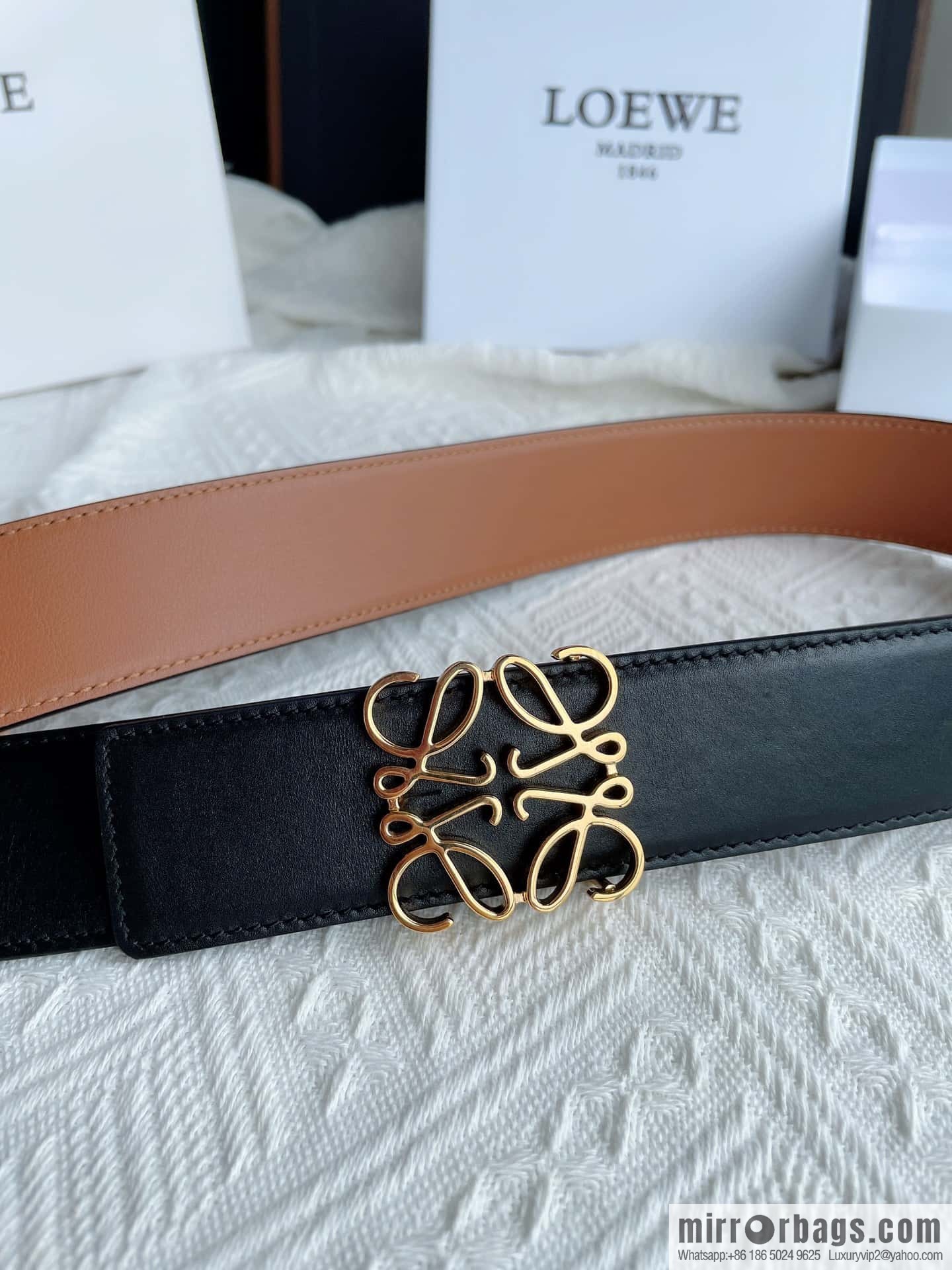LOEWE, men's Spanish style, logo metal buckle 4.0CM belt